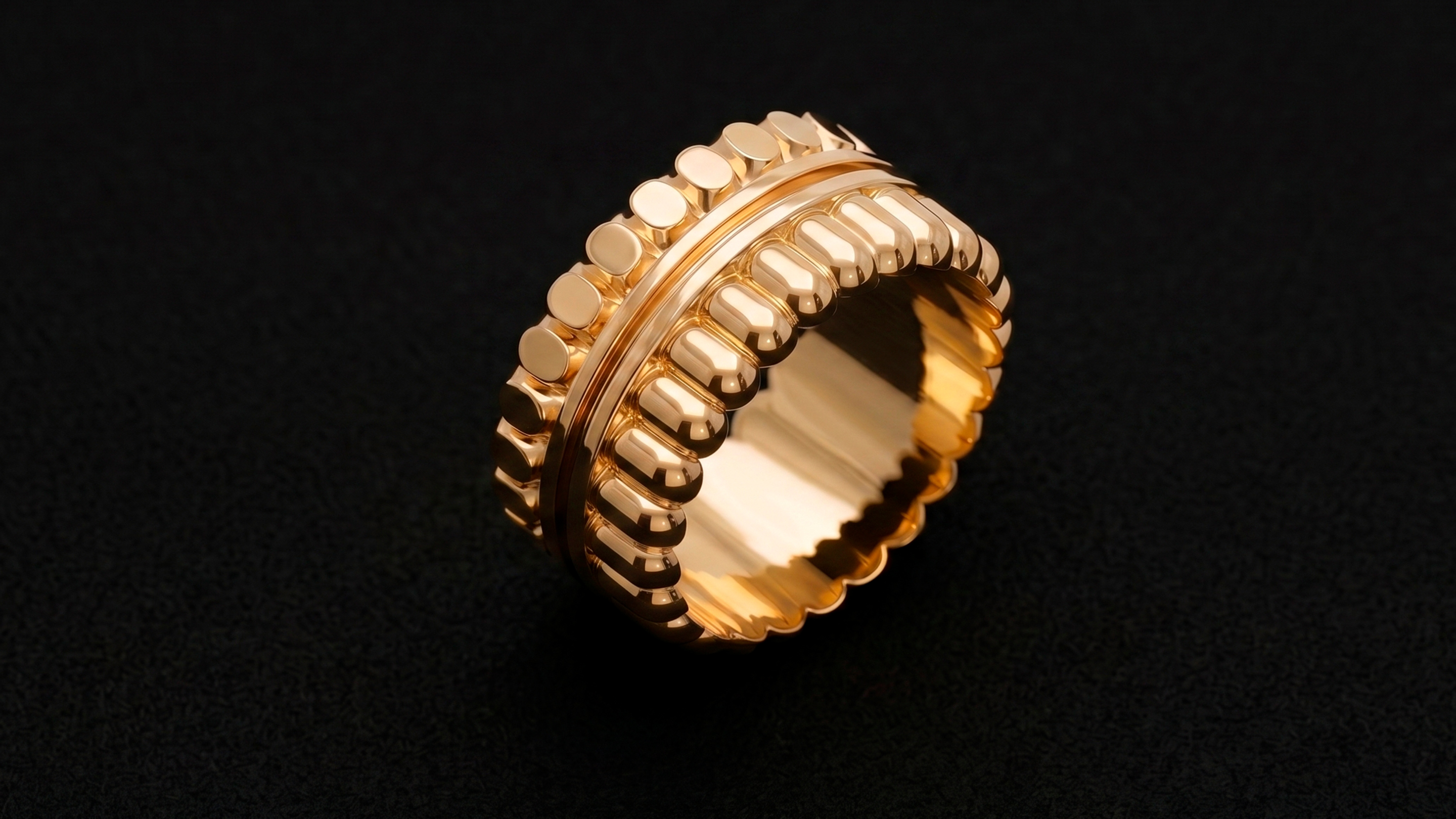 Module 06 — corded godron hard-surface ring built without ZModeler, ZBrush render