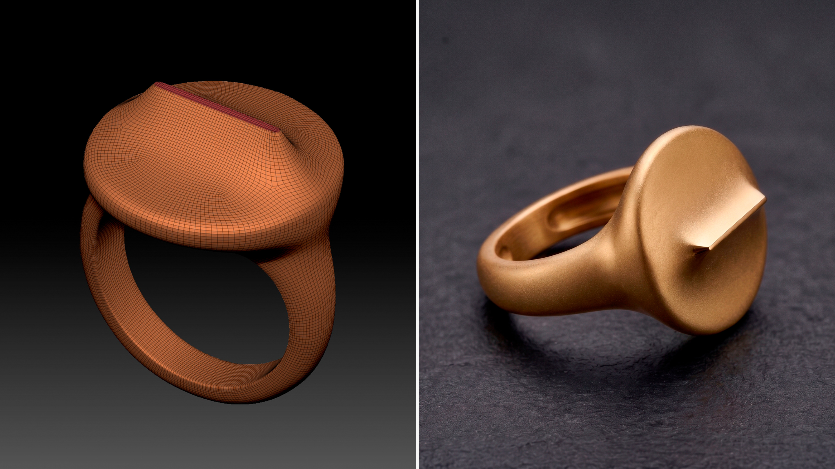 CAD design workflow — ZBrush model and final fabricated piece, Studiojoia Pro